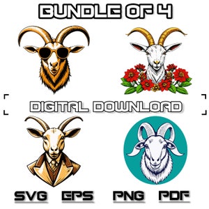 Goat SVG Bundle, PNG, Goat Clipart, Hand Drawn Goats Vector Illustration SVG Files For Laser Engraving, Colourful Goat Svg, Colored Goat Svg