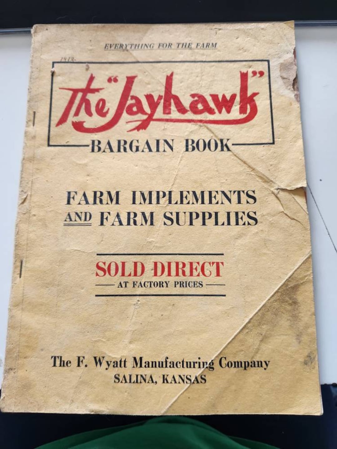 Rare the jayhawk Bargain Book, Farm Implement Catalog From the F. Wyatt