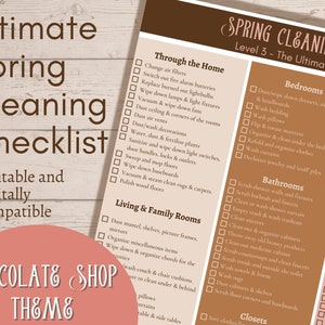 Ultimate Spring Cleaning Checklist | Deep Cleaning Checklist | Digital Download | Printable Download | Chocolate Shop