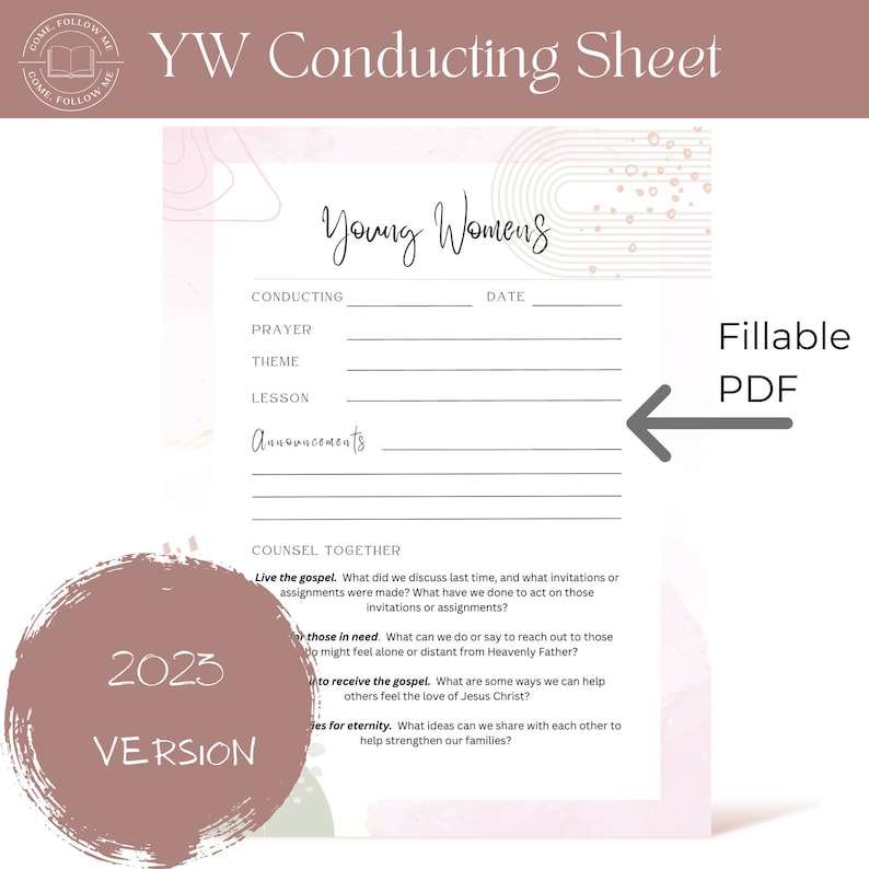 Young Women Conducting Sheet - LDS - Fillable PDF - Etsy