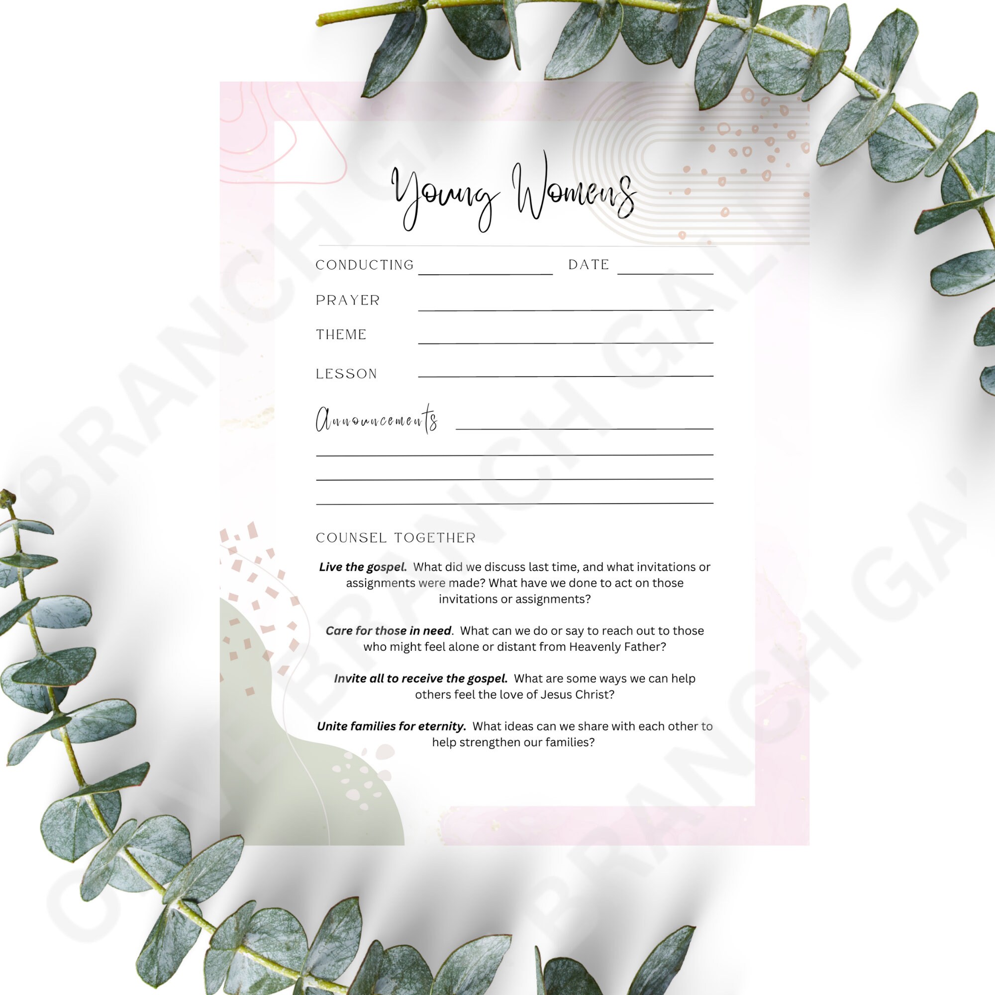 Young Women Conducting Sheet - LDS - Fillable PDF - Etsy