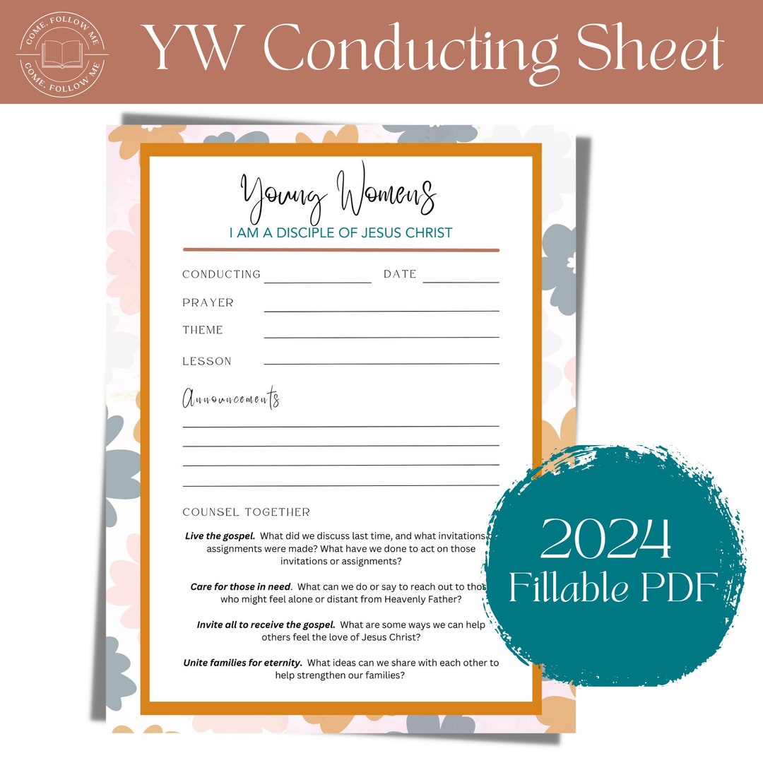 Young Women Conducting Sheet 2024 LDS Fillable PDF Etsy