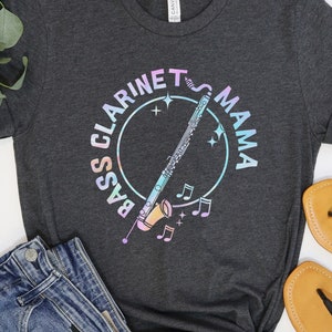 Bass Clarinet Mama Tie-Dye Effect Shirt, Bass Clarinet Mom T-Shirt, Marching Band Mom Clarinet Player TShirt, Bass Clarinet Gift, Symphony
