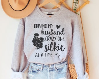 Silkie Chicken Sweatshirt, Funny Chicken Mama Crewneck Sweater, Backyard Chicken Lady, Never Enough Chickens, Silkie Chicken Lover Gift