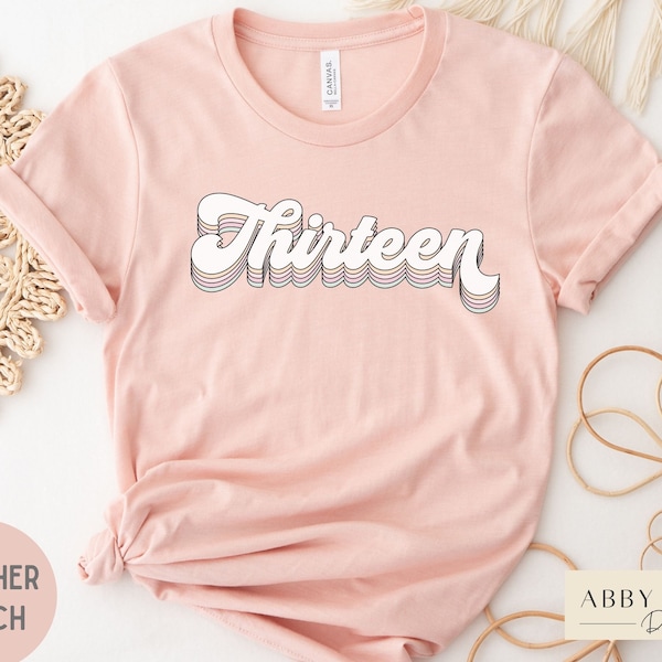 Thirteenth Birthday Girl, 13th Birthday Shirt, Boho Chic Thirteen T-Shirt, Rose Gold Birthday Party Ideas, Gift for Teen, Official Teenager