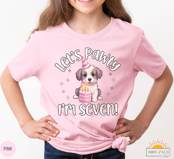 Custom Age Puppy Birthday Shirt, Dog Themed Birthday Party Outfit 2 3 4 5 6 7 8 Year Old, Pink Puppy Birthday Girl Puppy Pawty Tshirt