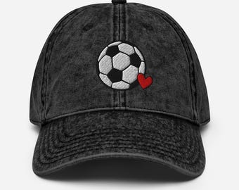 Soccer Ball Heart Embroidered Hat, Soccer Hat, Soccer Player Gift, Game Day Accessories, Soccer Mom Gift, Coach Appreciation Gift