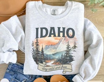 Idaho Sweatshirt, Women's Idaho Vacation Crewneck, Watercolor Mountains are Calling, Idaho Travel Sweater, Outdoor Adventure Camping Hiking