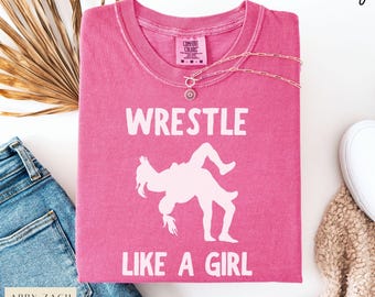 Camisetas Comfort Colors® para niñas luchadoras, camisetas de lucha libre femeninas, tallas para mujeres adultas y jóvenes.