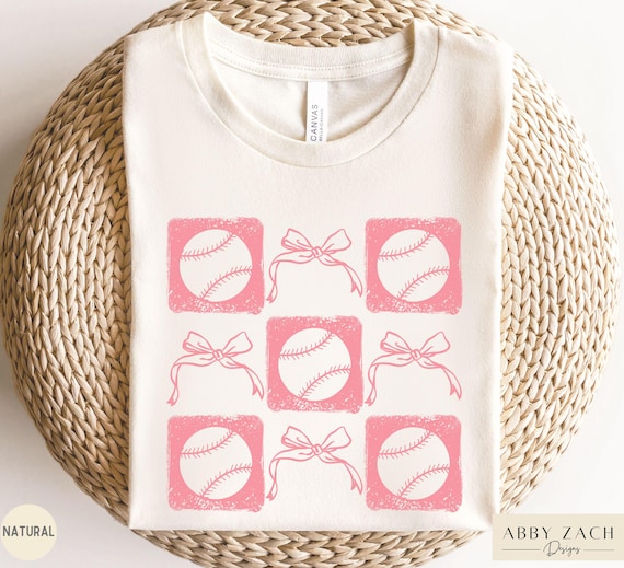 Softball Bow Shirts, Girly Softball Shirt, Softball Gifts, Softball Mom TShirt, Pink Coquette Ribbon Softball Girl