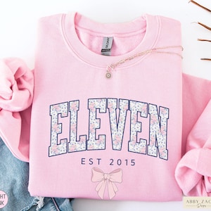Girly 11th Birthday Shirt, Southern Preppy 11th Bday Shirt, Eleven Coquette Bow Bday Tshirt, Gift for 11 Year Old