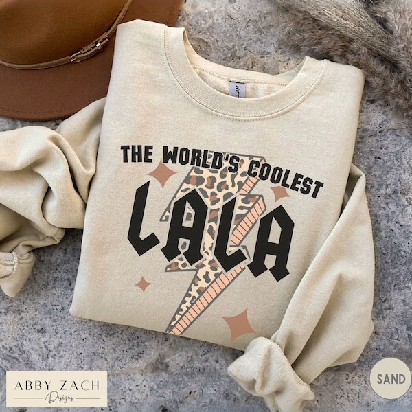 Lala Sweatshirt, Lala Grandma Sweater, Lala Shirt, The World's Coolest Lala, New Grandma Gift, Cool Lala Shirt, Lala Gift, Leopard Lightning