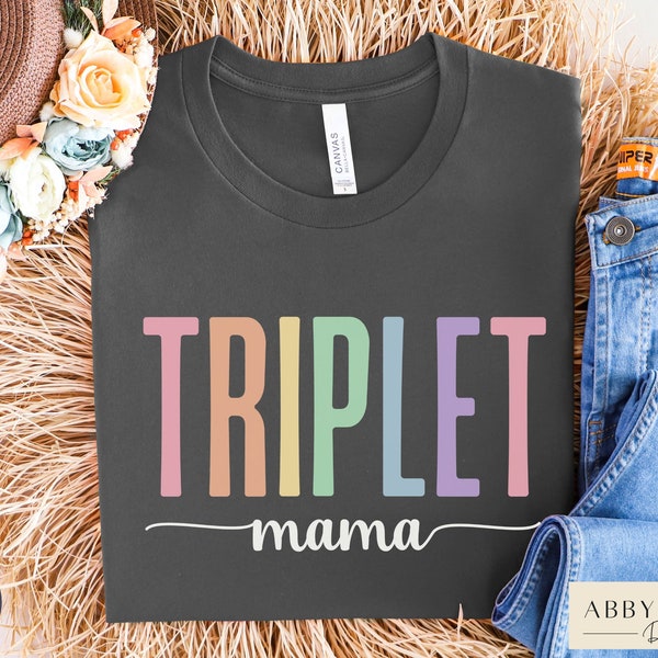 Triplets Mama Shirt, Triplet Mama, Mom of Triplets, Triplet Pregnancy Announcement, Triplet Baby Shower, Mother's Day Gift, New Triplet Mom