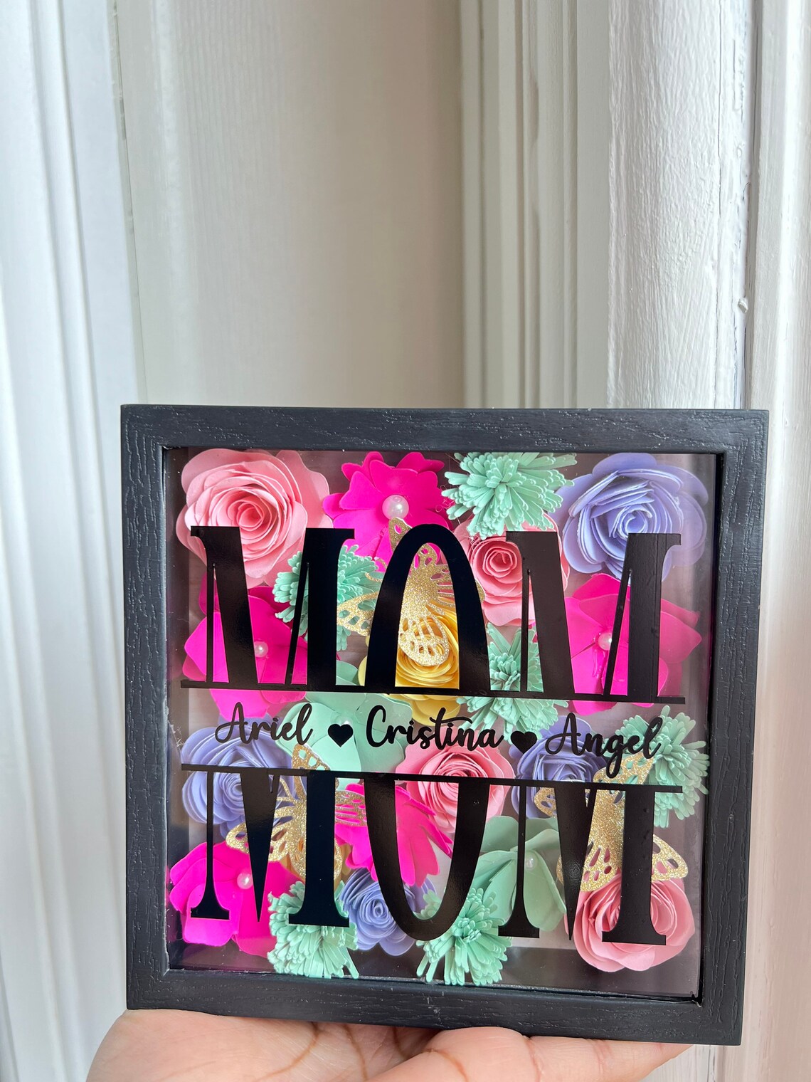 Paper Flower Shadow Box Mothers Day Gift Mom Shadow Box Etsy
