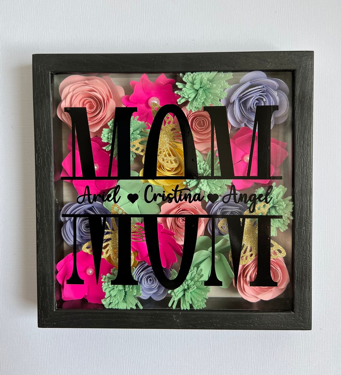 Paper Flower Shadow Box Mothers Day Gift Mom Shadow Box Etsy