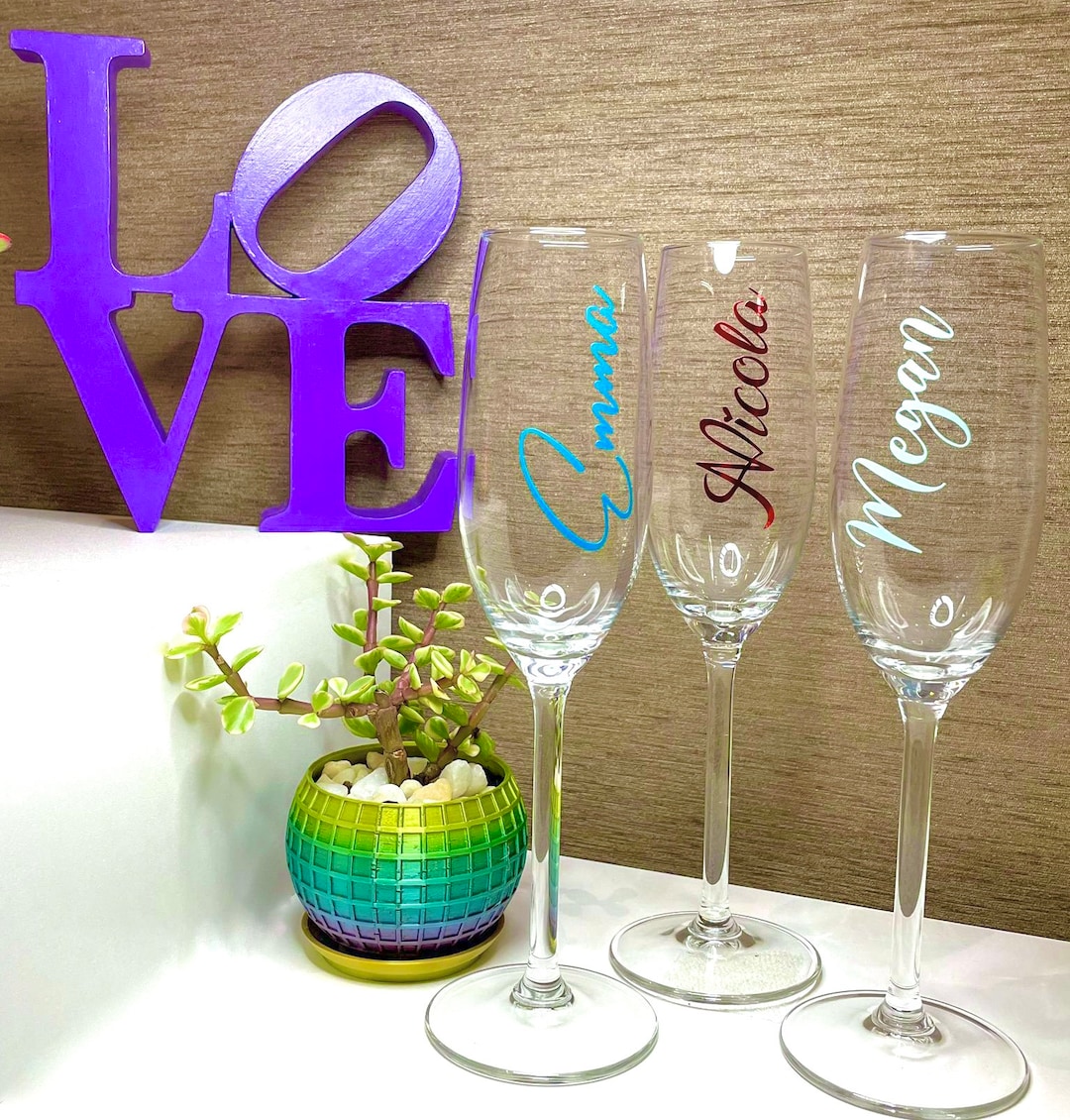 Champagne Flute Decals Luxury Foil Stickers Wedding Party Etsy