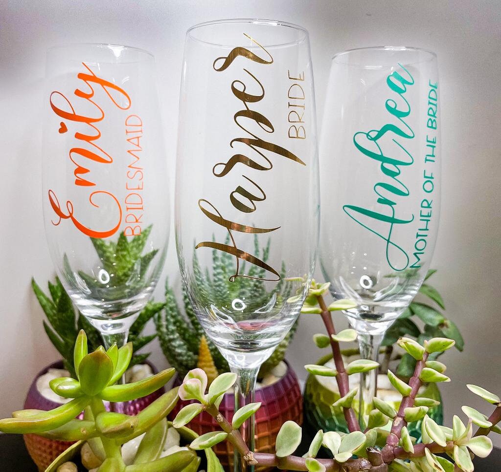 Champagne Flute Decals Luxury Foil Stickers Wedding Party Etsy