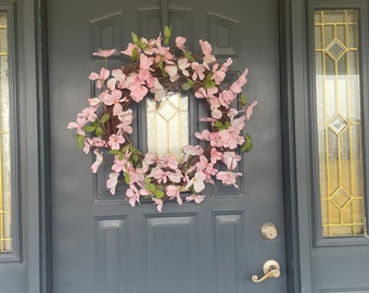 Pink dogwood wreath