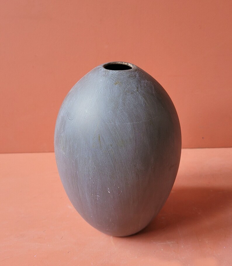 Industrial Style Round Single Stem Bud Vase in Grey Ceramic Simple Home Decor image 1