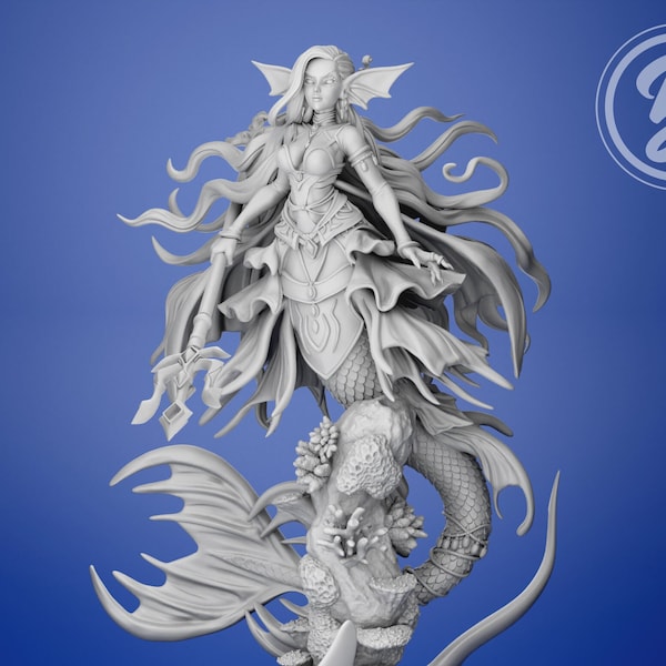 Delea Mermaid | Fantasy 32mm - 54mm Scale Resin Miniature Figure | Dungeons & Dragons (DnD) - Pathfinder - Tabletop Gaming