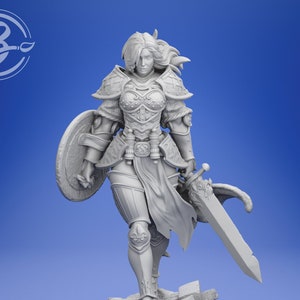 Female Commander Warrior | Fantasy Art 32mm or 75mm Scale Female Unpainted Miniature Figure | Tabletop Gaming