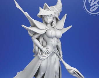 Female Magician in Armor | Fantasy 32mm Scale Unpainted Miniature Figure | Dungeons & Dragons (DnD) - Pathfinder - Tabletop Gaming