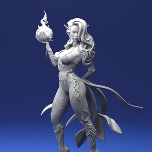 Female Dark Elf Wizard - Casting Magic | Fantasy 32mm / 75mm Scale Resin Miniature Figure | Tabletop Gaming