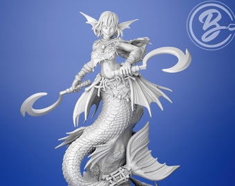 Marin Mermaid | Fantasy 32mm - 54mm Scale Resin Miniature Figure | Dungeons & Dragons (DnD) - Pathfinder - Tabletop Gaming