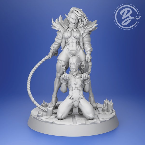 Female Orc Dominatrix | Fantasy 32 - 75mm Scale Female Unpainted Miniature Figure | Dungeons and Dragons ( dnd ) - Display - Tabletop Gaming
