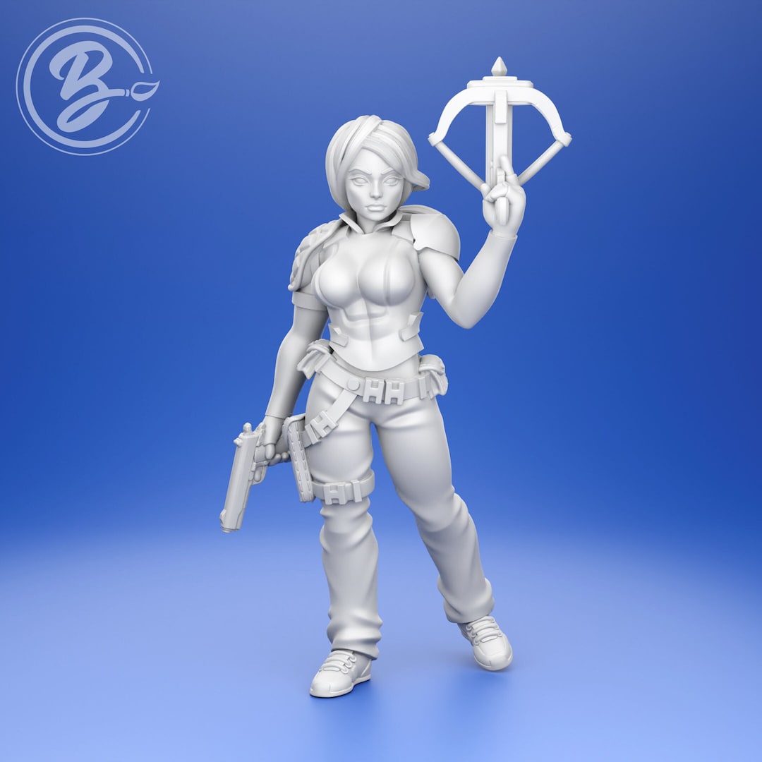 Female Vampire Hunter Scarlett Fantasy 32mm Unpainted Miniature Figure