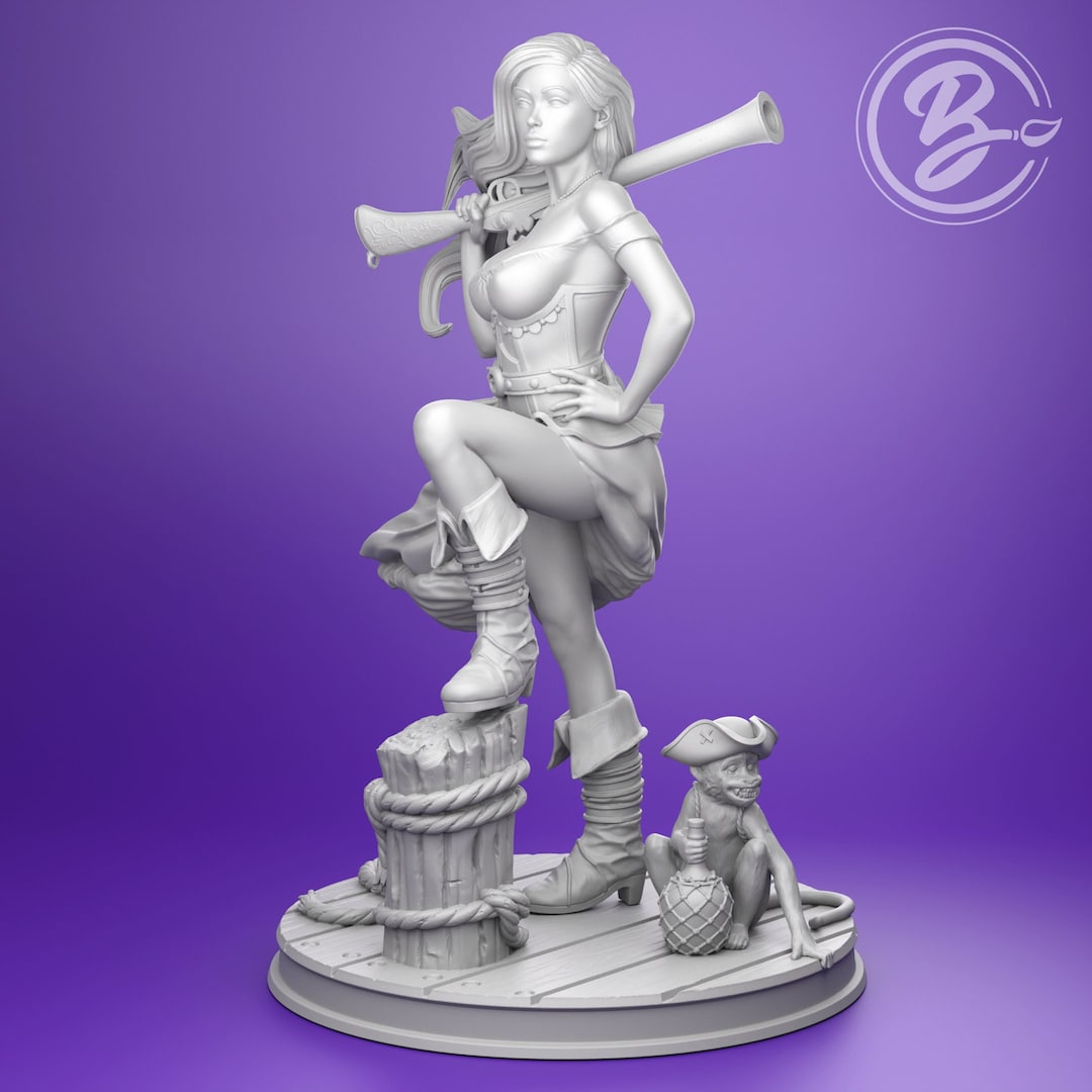 Marina Female Pirate Pinup Model Series B 32 75mm Scale Resin Unpainted marina-female-pirate-pinup-model-series-b-32-75mm-scale-resin-unpainted