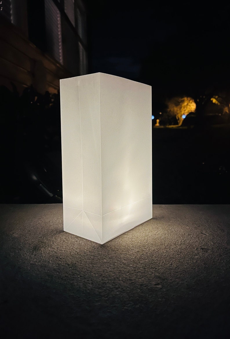12 White Plastic Luminaria Bags Etsy