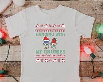 Hammerbarn Gnome Toddler Ugly Christmas Sweater Short Sleeve Tee, Family Matching Holiday Shirts