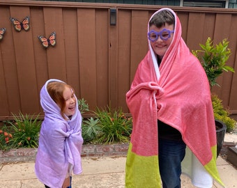 Nice Parking Spot Rita, Grannies Minky Blanket Costume, Here Come The Grannies, Rita and Janet, Purple Velveteen Minky Blanket, Rita Costume