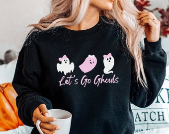 Lets Go Ghouls Womens Sweatshirt, Spooky Season Sweatshirt, Pumpkin Shirt, Halloween Sweatshirt, Retro Halloween Shirt, Cute Fall Hoodie