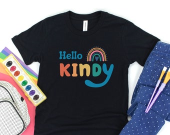 Hello Kindy Youth Short Sleeve Tee, Hello Kindergarten Shirt, Back to School T-Shirt, First Day of School Tee for Kids