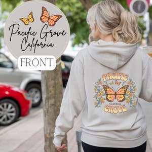 Pacific Grove CA Hoodie, Unisex Heavy Blend™ Hooded Sweatshirt, Butterfly Town, Monarch Shirt
