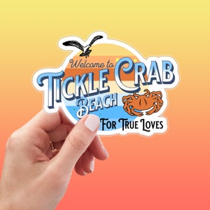 Tickle Crab Beach Die-Cut Stickers, Car Decal, Indoor Outdoor Vinyl, Water Bottle Sticker