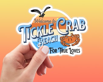 Tickle Crab Beach Die-Cut Stickers, Car Decal, Indoor Outdoor Vinyl, Water Bottle Sticker