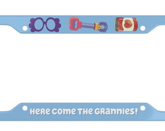 Here Come The Grannies Metal License Plate Frame, Ritas Driving, Janet and Rita, Nice Parking Spot Rita
