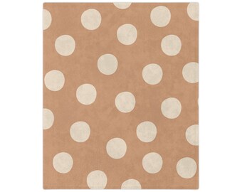 Neutral Dotted Brown and Tan Blanket, Soft Blanket, Velveteen Minky Blanket