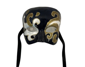 Handpainted Gold Silver Black Venetian Masquerade Mask Plaster Wall Hanging