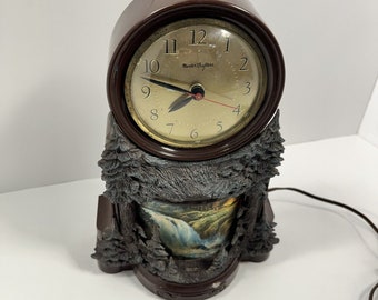 Vintage Master Crafters Light Up Waterfall Mantel Clock Cabin Decor Working