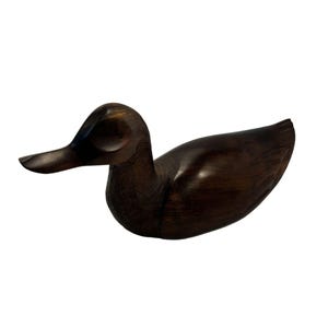 Vintage Hand Carved Ironwood Duck Statue Sculpture 13 inch Sportsman Decor
