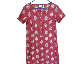 Liz Claidose Vtg Kleid Floral Polka Dot Baumwolle Größe 10 Rosa Knielang