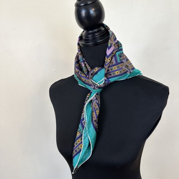 Vintage Womens Square Scarf 1970s Style Made in J… - image 1