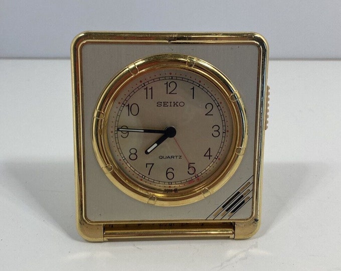 Vintage Seiko Quartz Travel Clock Gold Tone QUH301G Etsy