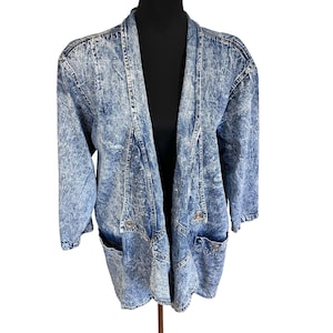 Vtg Womens Denim Jacket Acid Wash Oversized Large Pockets Western Cotton USA