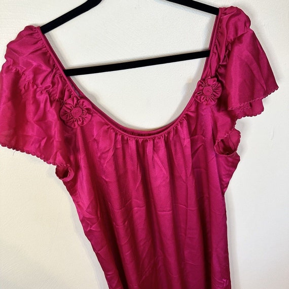 Vintage USA Union Made Pink Fuchsia Long Slip Nig… - image 1