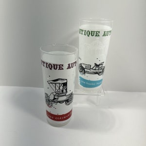 Vintage Antique Autos 16oz Drinking Glasses Setof 2 1900 Oldsmobile 1906 Stanley